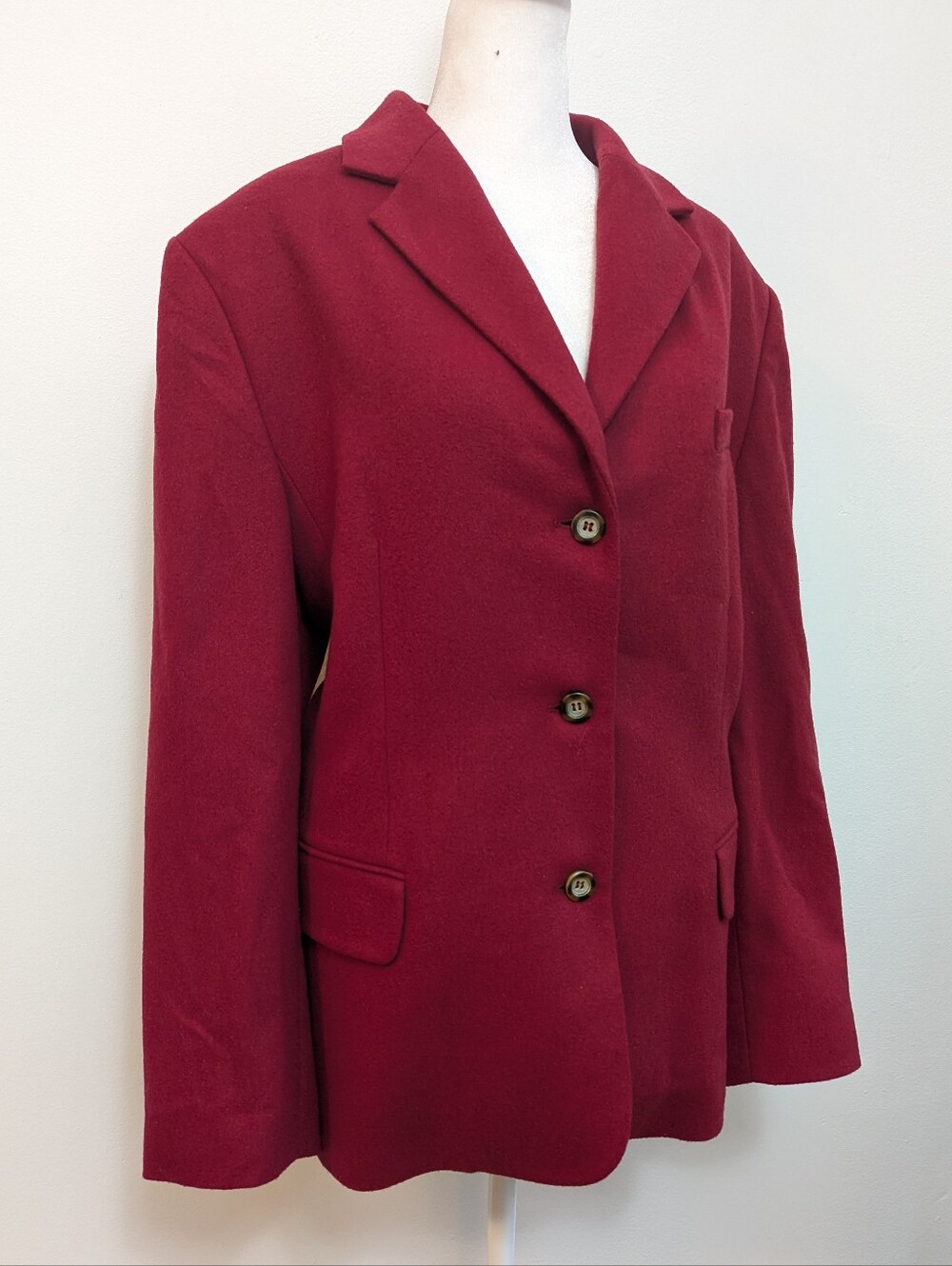 Vintage L.L. Bean Wool-Cashmere Blend Blazer In Red Academia Quiet Luxury